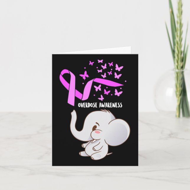 Carte Éléphant Violet Dans Lloons Sensibilisation au Sur (Devant)