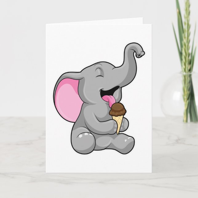 Carte Elephant with chocolate gaufre ice cream (Devant)