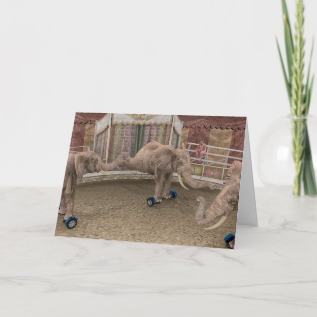 Carte Eléphants Drôle Sur Les Platines (Devant)