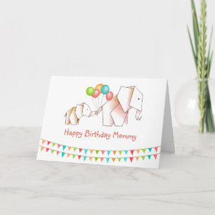 Carte Eléphants mignons Joyeux anniversaire maman