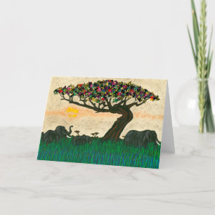 Carte Éléphants sur les avions d'Afrique