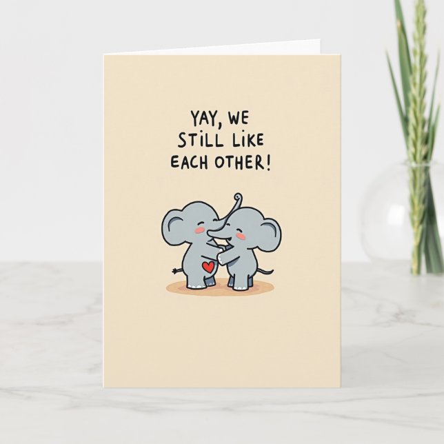 Carte Éléphants Toujours Amoureux (Devant)