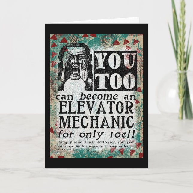 Carte Elevator Mechanic - Funny Vintage Retro (Devant)