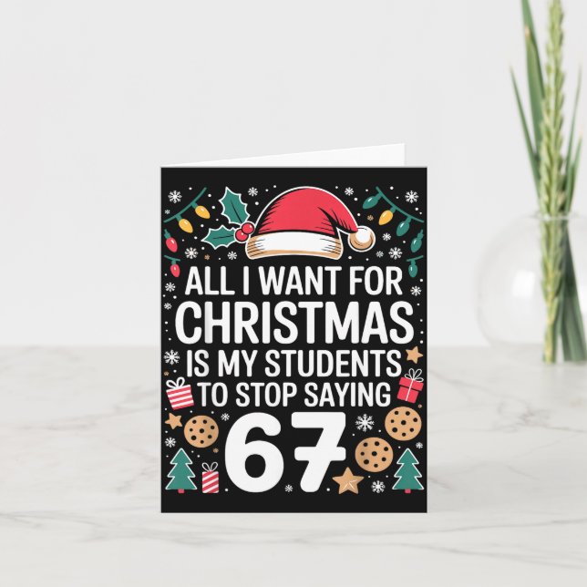 Carte Élèves disant 6-7 Drôle Six Sept Professeur Noël (Devant)