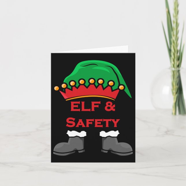 Carte Elf And Safety, Funny Health &amp; Safety Elf Long (Devant)