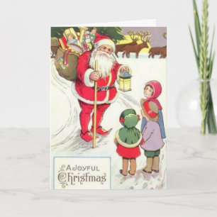 Carte Elf Era Père Noël vintage Victorienne