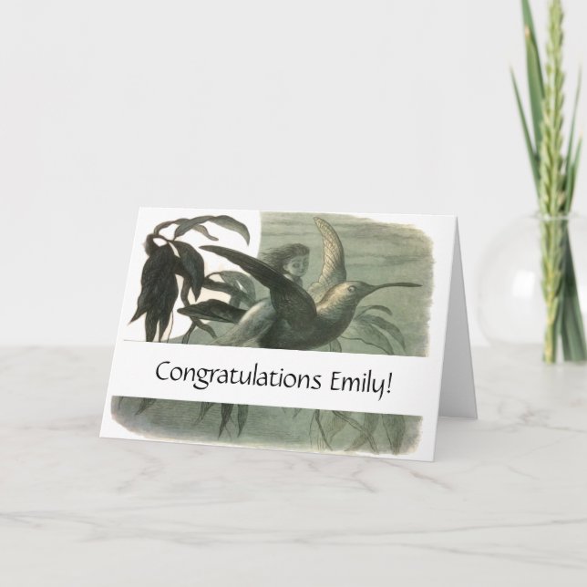 Carte Elf Fairies Elves Lune Scène nocturne Oiseau Volan (Devant)