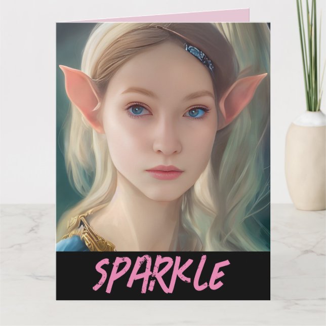 CARTE ELF GIRL IMAGINAIRE SPARKLE VALENTINE'S DAY CARD (Devant)