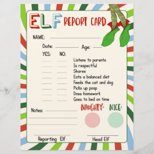 Carte Elf Report Naughty ou Nice Comportement