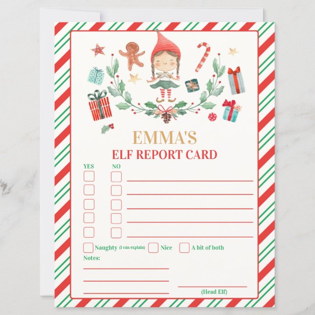 Carte Elf Report personnalisée Carte Elf Holiday (Devant)