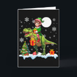 Carte Elf Riding T-rex Christmas Tree Colorful Lights Lo<br><div class="desc">Elf Riding T-rex Christmas Tree Colorful Lights Lover Kids</div>