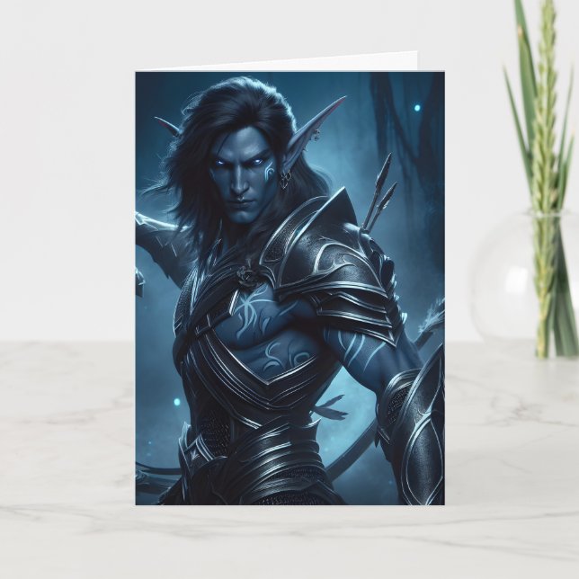 Carte Elfe foncé prêt pour la bataille Halloween (Devant)