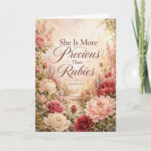 Carte Elle est plus précieuse que les rubis Aquarelle Sc