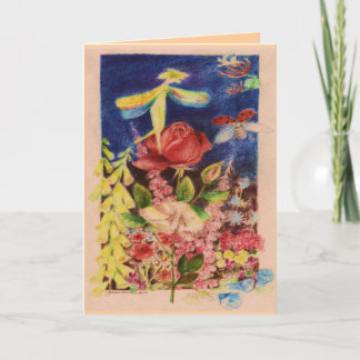 Carte Elve de rose rouge