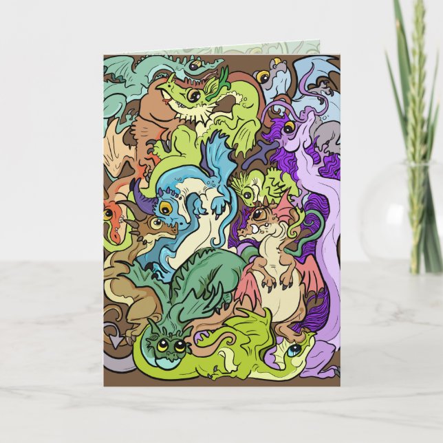 Carte Emballé dans les dragons du parti Anniversaire (Devant)