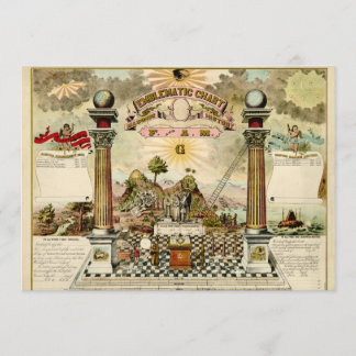 Carte emblématique maçonnique d'invitation de