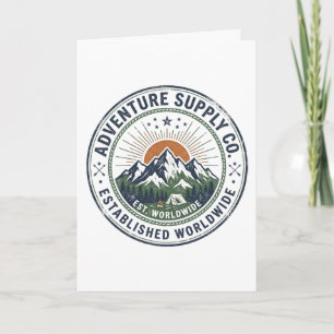 Carte Emblème de montagne d'aventure en plein air rétro