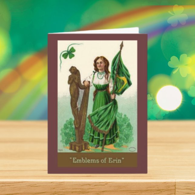 Carte Emblèmes vintages d'Erin (Vintage St. Patrick's Emblems of Erin Card)