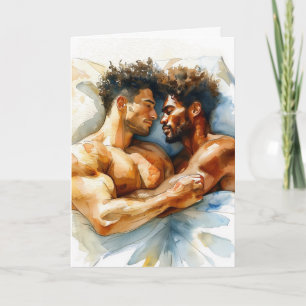 Carte Embrassade aquarelle Amour méditerranéen