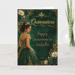 Carte Emerald et Or Quinceañera