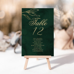 Carte Emerald Gold Botanical Table Seating Chart