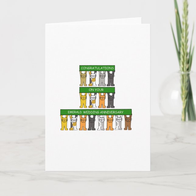 Carte Emerald Mariage Anniversaire 55 ans Cute Cats (Devant)