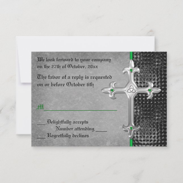 Carte Emerald Medieval Celtic Cross RSVP (Devant)
