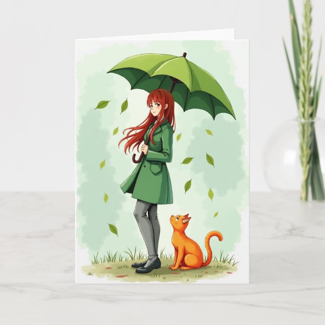 Carte Emerald Rain Cat Companion Card (Devant)