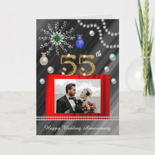 Carte Emeraude 55e Anniversaire à Noël 2 photos