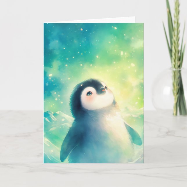 Carte Émerveillement du bébé manchot (Devant)