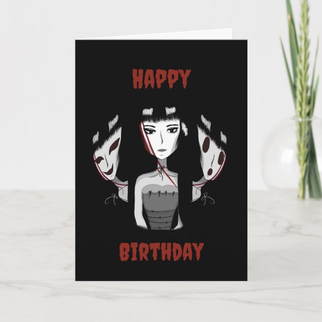 Carte Emo Girl Hand-Drawn Birthday (Devant)