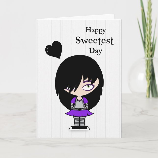 Carte Emo Girl with Black Heart for Sweetest Day (Devant)