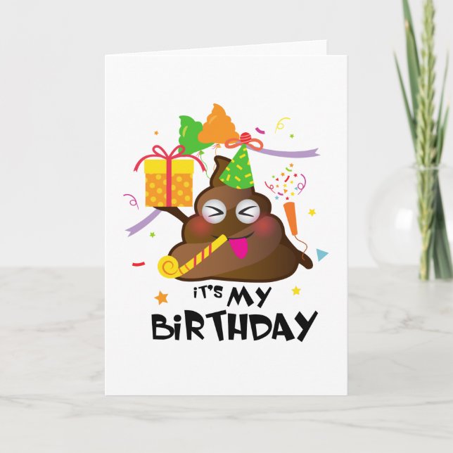 Carte Emoji 5e anniversaire Enfants pour filles Fête Amu (Devant)