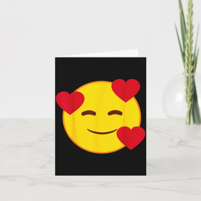 Carte Emoji Floating Hearts Yellow Smile Face  (Devant)