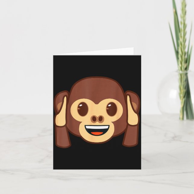 Carte Emoji Monkey Holding Ears Yellow Smile Face  (Devant)