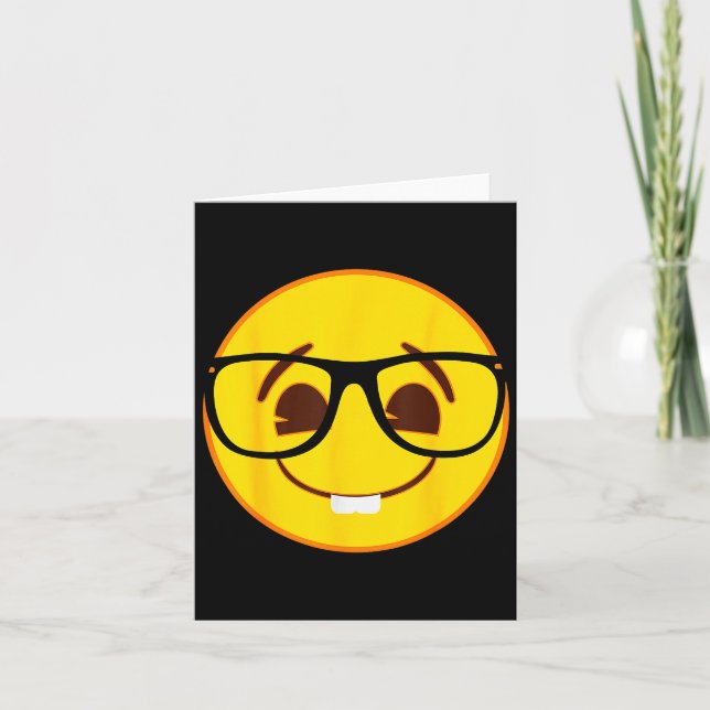 Carte Emoji Nerd Gles Yellow Smile Face  (Devant)