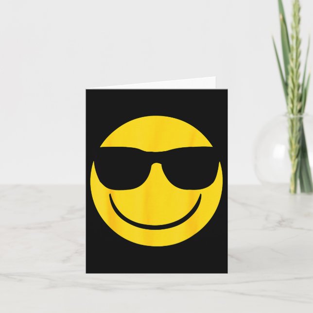 Carte Emoji Retro Sungles Yellow Smile Face  (Devant)