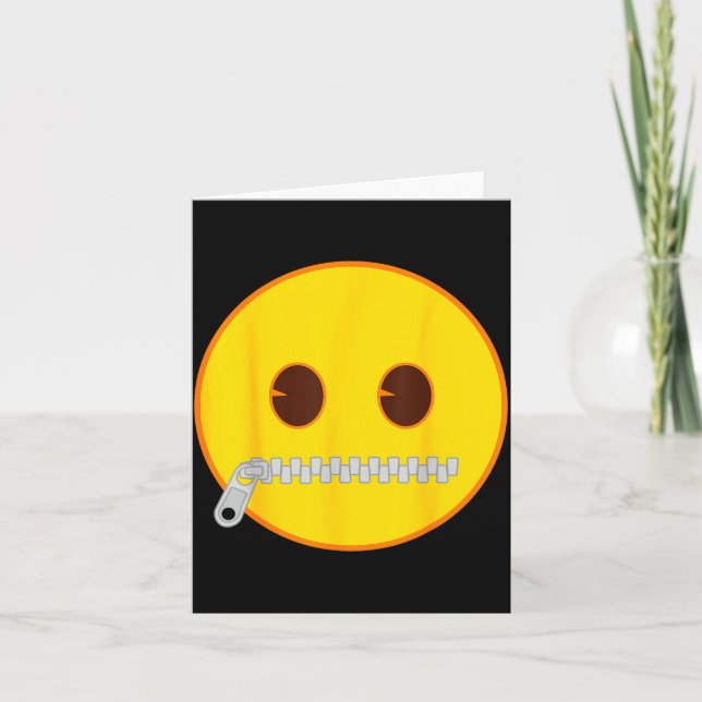 Carte Emoji Zip Zipper Mouth Yellow Smile Face  (Devant)