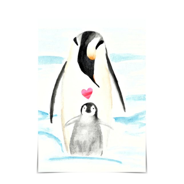 Carte Empereur Penguin Watercolor (Créateur téléchargé)