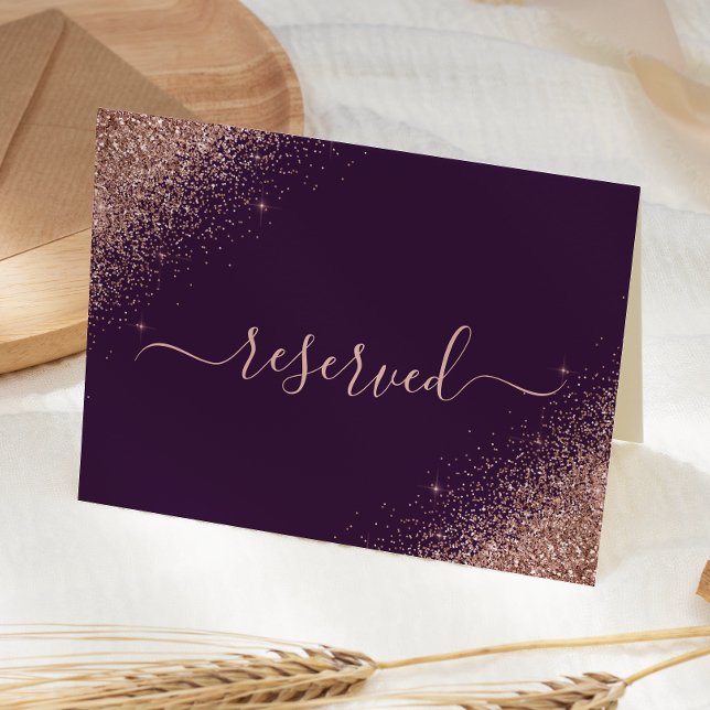 Carte Emplacement de mariage réservé Rose Or Violet (Créateur téléchargé)