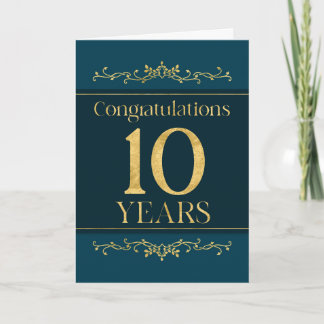 Carte Employé 10e anniversaire élégant Formal élégant Él
