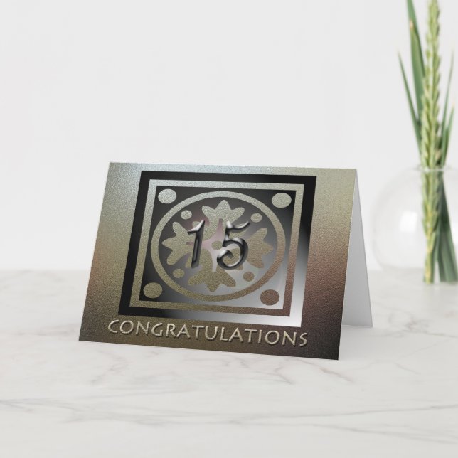 Carte Employé 15e anniversaire Elégant Golden (Devant)