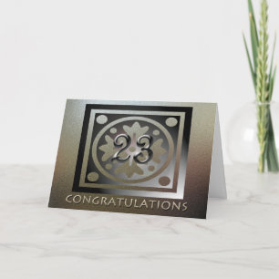 Carte Employé 23e anniversaire Elégant Golden