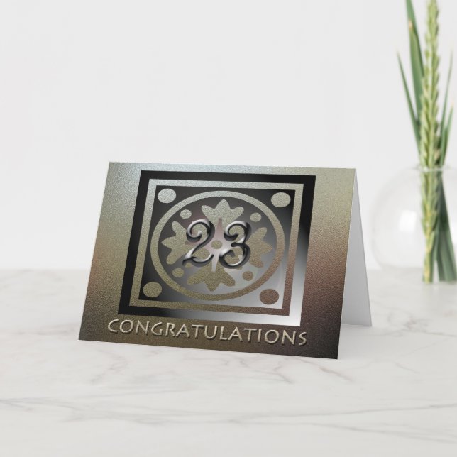 Carte Employé 23e anniversaire Elégant Golden (Devant)