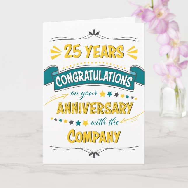 Carte Employé 25e anniversaire Félicitations Word Art (Orchidée)