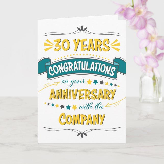 Carte Employé 30e anniversaire Félicitations Word Art (Orchidée)