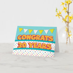 Carte Employé 30e Anniversaire Fun Bright Bunting Card