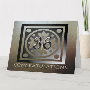 Carte Employé 36e anniversaire Elégant Golden