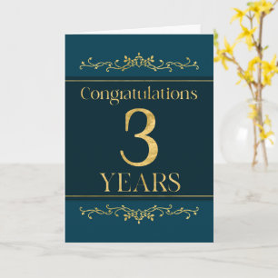 Carte Employé 3e anniversaire élégant formel élégant élé