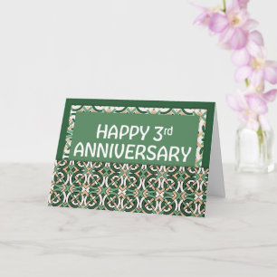 Carte Employé 3e anniversaire Motif vert